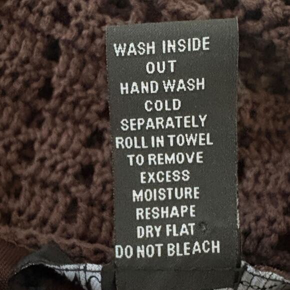 Y2K Crochet Tank Top Brown Silk Blend Sequin Boho Festival Earthy Fairycore - Picture 7 of 8